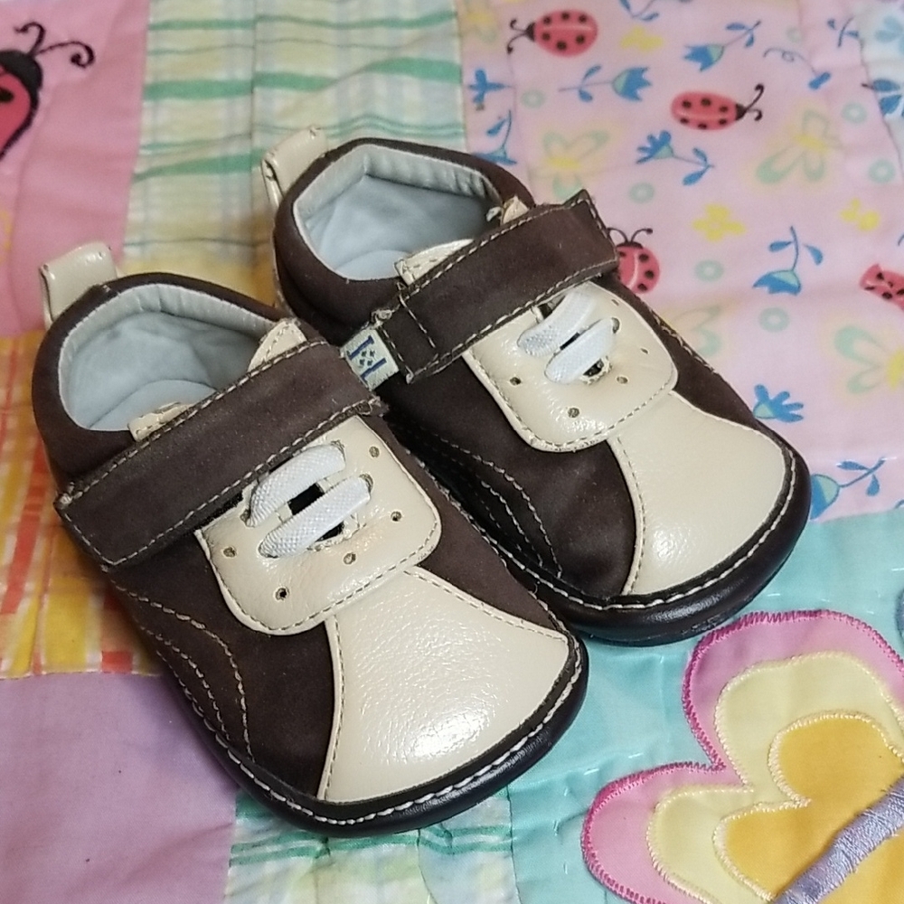 Jack and Lily brown & Cream Baby Walker Shoes Size 12-18 Months